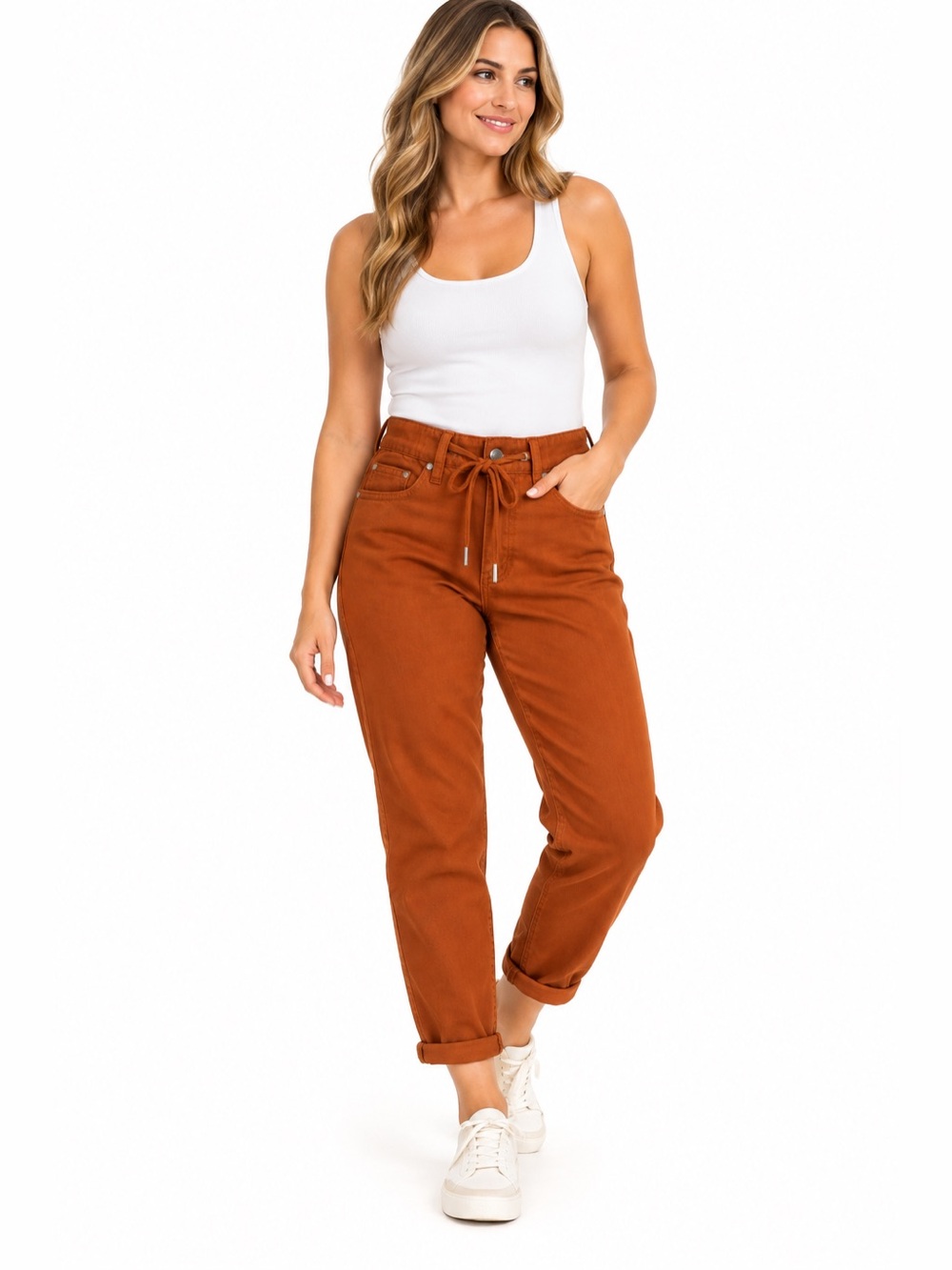 Judy Blue Auburn Orange Women’s High Waist Jogger Jeans Size 1/25 NWT Rust Taper